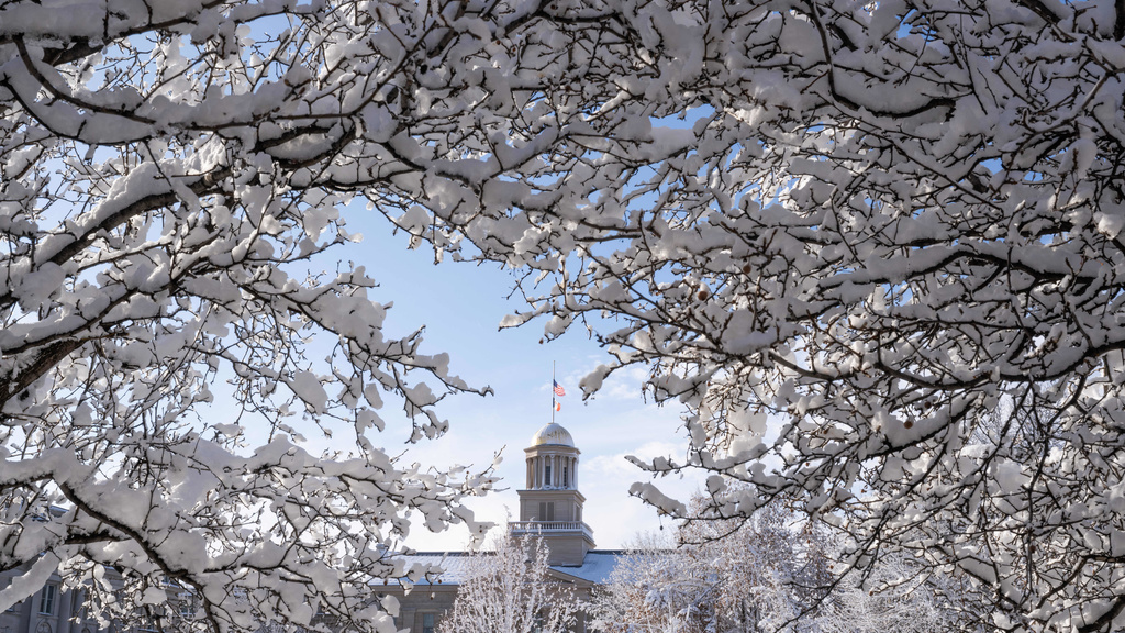Snowy view of Old Capitol